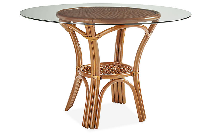 Palm Harbor Rattan Round Dining Table, Round Wicker Dining Table