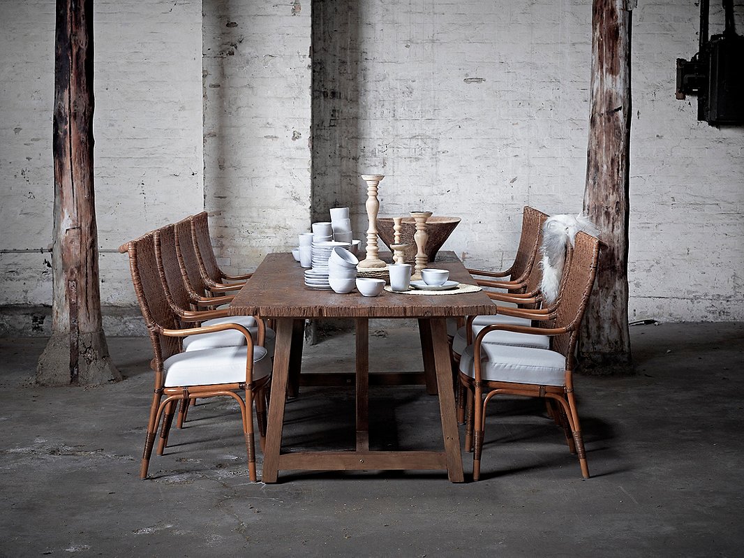 Some tables from Sika Design, such as the Lucas above, are made from reclaimed teak. Most of its furniture is made with another eco-friendly material, rattan. 
