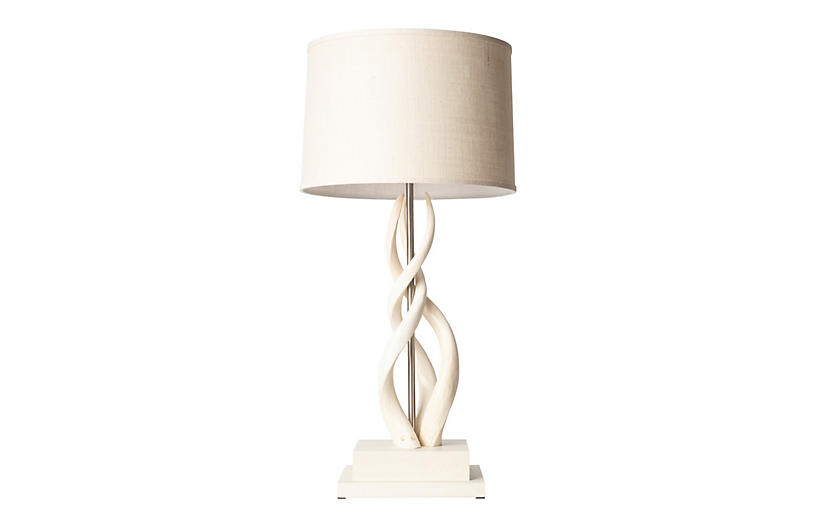 Triple Kudu Horn Table Lamp Cream, Horn Table Lamp