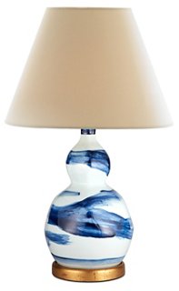 small blue table lamp