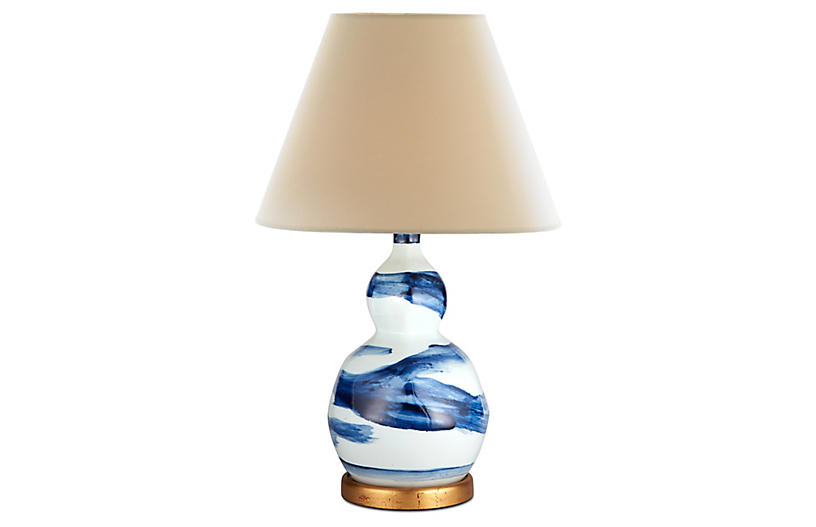 Brush Stroke Small Lamp Blue, Small Blue And White Porcelain Lamp