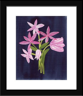 Denise Fiedler, Pink Flowers on Indigo One Kings Lane