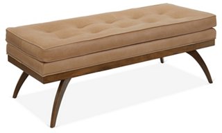 Dayton Bench Almond Leather Benches Living Room Furniture