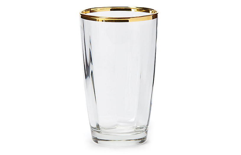 Optical Highball Glass - Clear/Gold - VIETRI