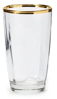 Optical Highball Glass - Clear/Gold - VIETRI