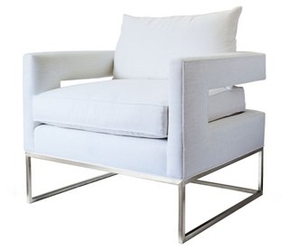 Bevin Chair, Chrome/Ivory Linen