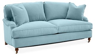 baby blue velvet sofa