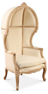 Monk Canopy Chair, Off-White Linen | One Kings Lane