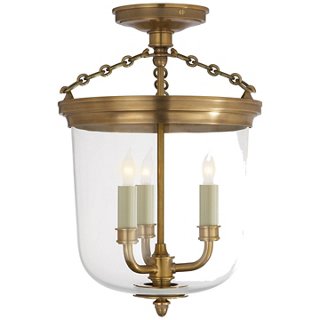 Merchant Semi-Flush Mount, Brass