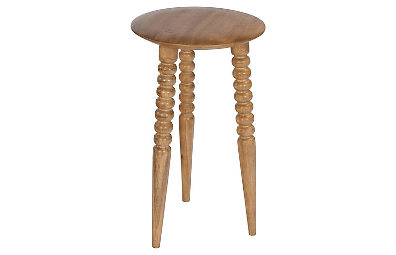 Julie Spindle Side Table Walnut One, Round Spindle Table
