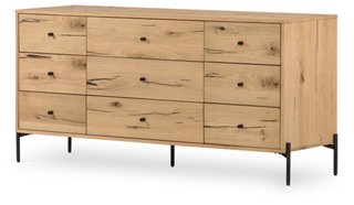 Meena 9 Drawer Dresser Light Oak Black One Kings Lane