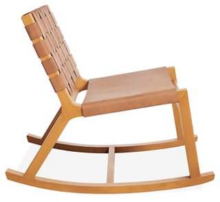 One Kings Lane - Argos Rocking Chair, Light Saddle Leather | One Kings Lane