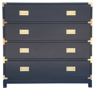 Carlyle 4 Drawer Campaign Dresser Navy Furniture Sale By