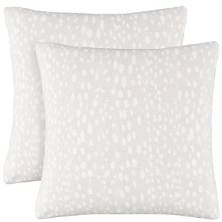 S/2 Snow Leopard Pillows, Ivory Linen