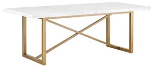 Lexie Dining Table, White/Gold | One Kings Lane