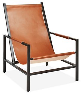 Wright Sling Chair Gunmetal Brown Sugar Leather