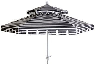 One Kings Lane Outdoor Poppy Two Tier Patio Umbrella Black White One Kings Lane