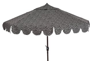 One Kings Lane Outdoor Phoebe Scallop Edge Patio Umbrella Black Spot One Kings Lane