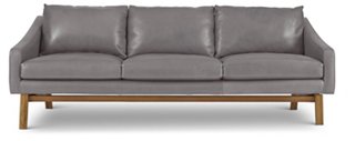 pewter color leather sofa