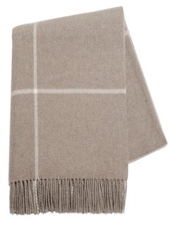 Lands Downunder - Windowpane Cashmere Throw, Taupe | One Kings Lane