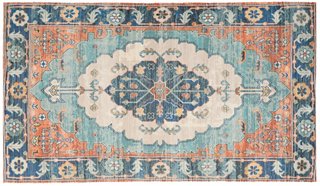 Chatwin Rug, Blue/Coral | One Kings Lane