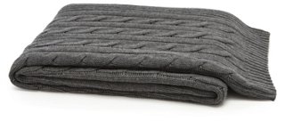 a&R Cashmere - Cable-Knit Cashmere-Blend Throw, Gray | One Kings Lane