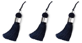 Set of 3 Glitzy Tassel Ornaments - Navy