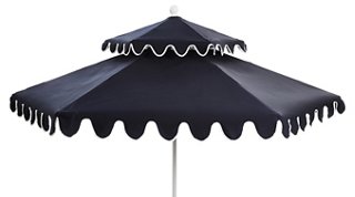 One Kings Lane Outdoor Daiana Two Tier Patio Umbrella Navy White One Kings Lane