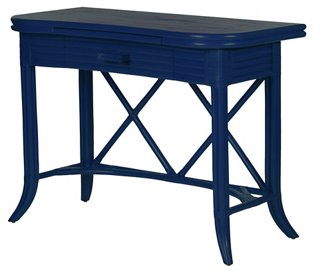 David Francis Furniture Crushed Bamboo 1 Drawer Desk Navy One