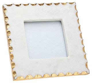 white and gold picture frames