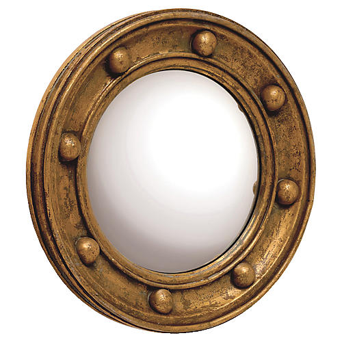 Titanic Round Mirror, Antiqued Gold