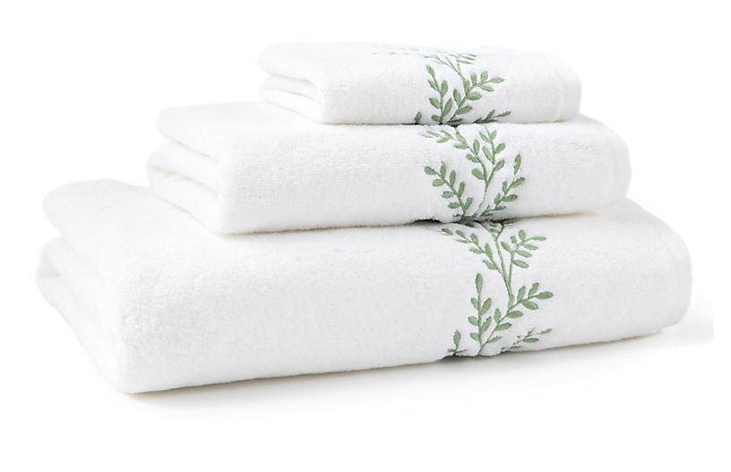 3-Pc Willow Towel Set - Green - Hamburg House