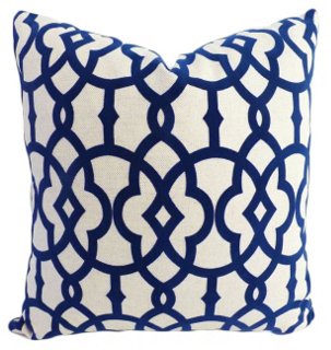 Faye 20x20 Cotton-Blend Pillow - Navy - Kim Salmela