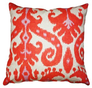 Ikat 20x20 Cotton-Blend Pillow - Coral - Kim Salmela