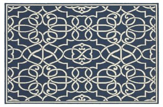 Palmdale Outdoor Rug - Navy/Ivory