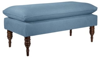Eva Pillow Top Bench Light Blue Linen Standard Benches