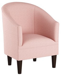 Ashlee Barrel Accent Chair, Blush Linen