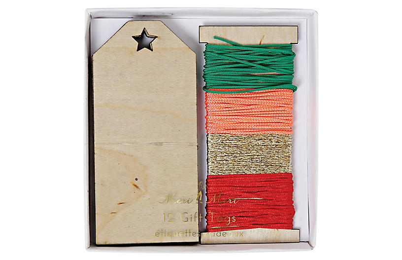 Set of 12 Wooden Gift Tags - Meri Meri