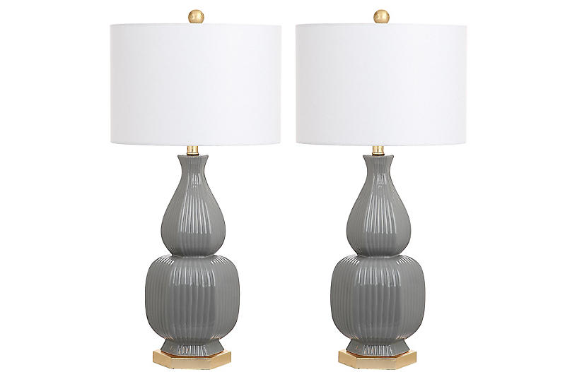 S 2 Abel Table Lamps Gray One Kings Lane, Gray Table Lamps