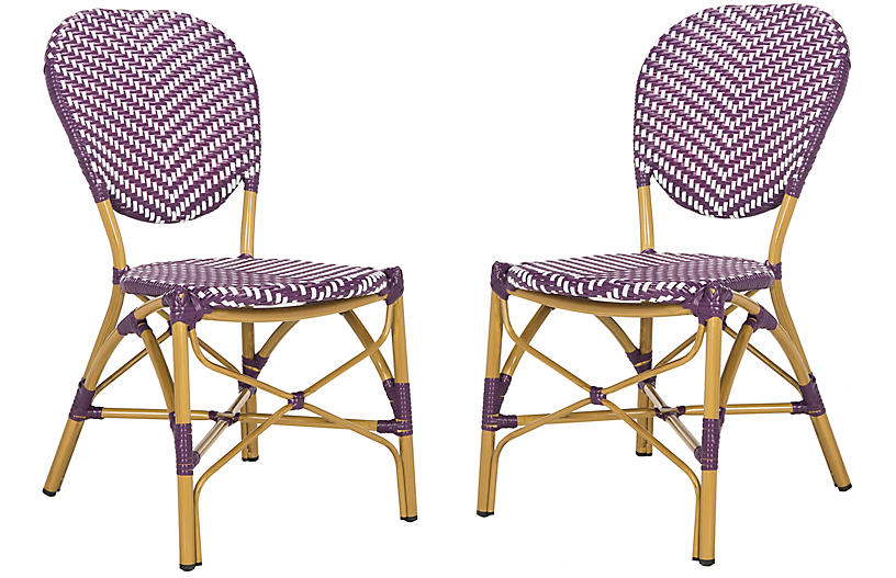 Set of 2 Ariel Stacking Side Chairs - Purple/White