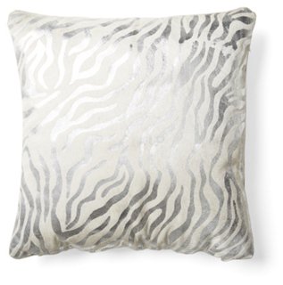 Zebra Striped Pillow - Silver - Le-Coterie