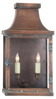 Short Bedford Outdoor Lantern, Copper. #outdoorlighting #lanternsconce #wallsconce #coppersconce #copperlantern