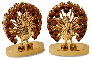 Joanna Buchanan S/2 Turkey PlaceCard Holders, Smoke Topaz/Gold One