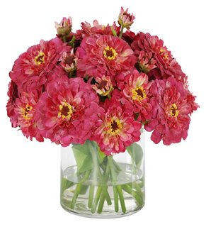 13 Zinna Short Vase Arrangement Faux One Kings Lane