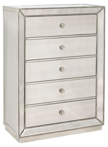 Daniela 55 Mirrored Dresser Silver, Mirror Finish Dresser