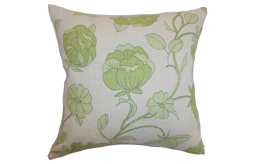 Lalomalava Floral Pillow - Green - 18x18