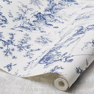 Seasons Toile Wallpaper Navy One Kings Lane