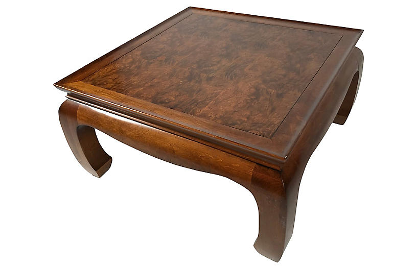 Ming Style Burl Coffee Table, Lane Burl Wood Coffee Table