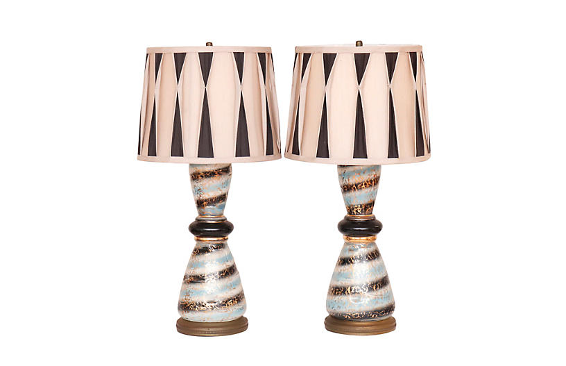 Hollywood Regency Table Lamps Pair, Interesting Table Lamps