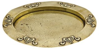 Hand Hammered Arts Crafts Brass Tray